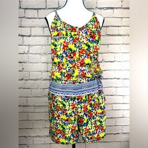 Cabi Floral Adjustable Waist Boho Romper Playsuit size Small